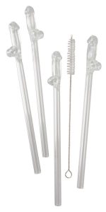 Glass Drinking Straw Willy x 4 - obrazek 2