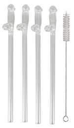 Glass Drinking Straw Willy x 4 - obrazek 3