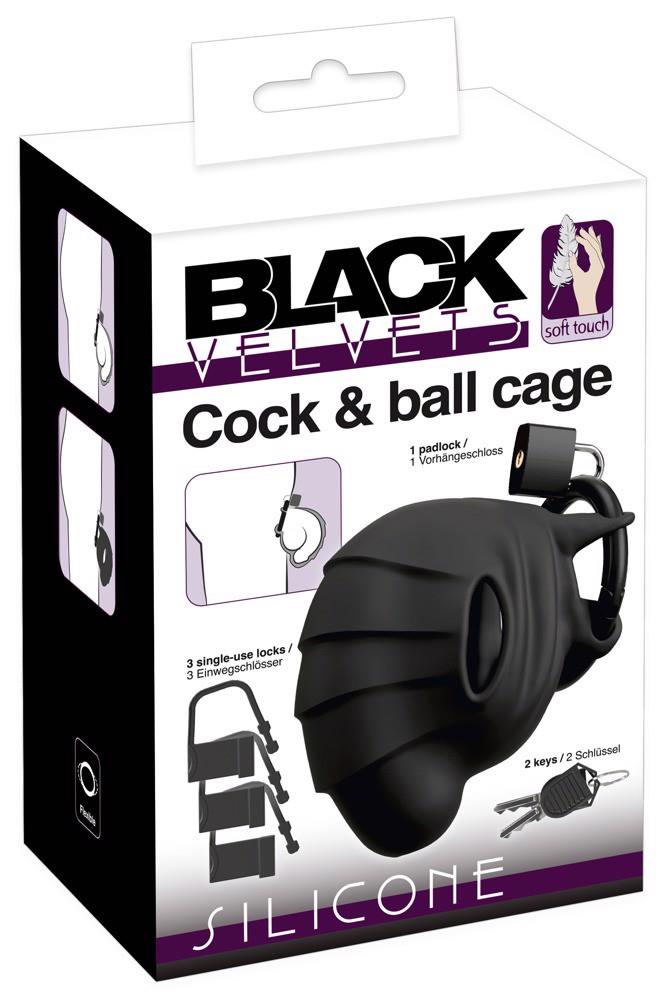 42-50043650000 Black velvets Cock & Ball cage - obrazek 1
