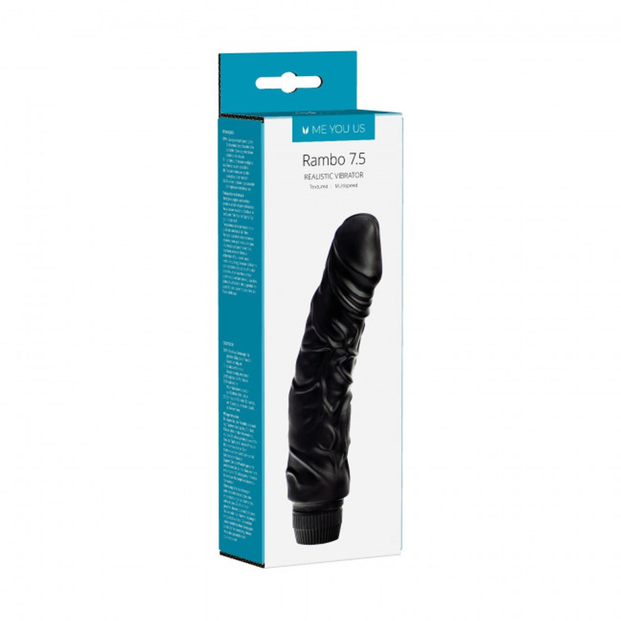 5-00236 Wibrator-7,5"""""""""""""""" Perfect Pleasures Curved Veined Rambo Vibe ~ Black (2AA) - obrazek 1