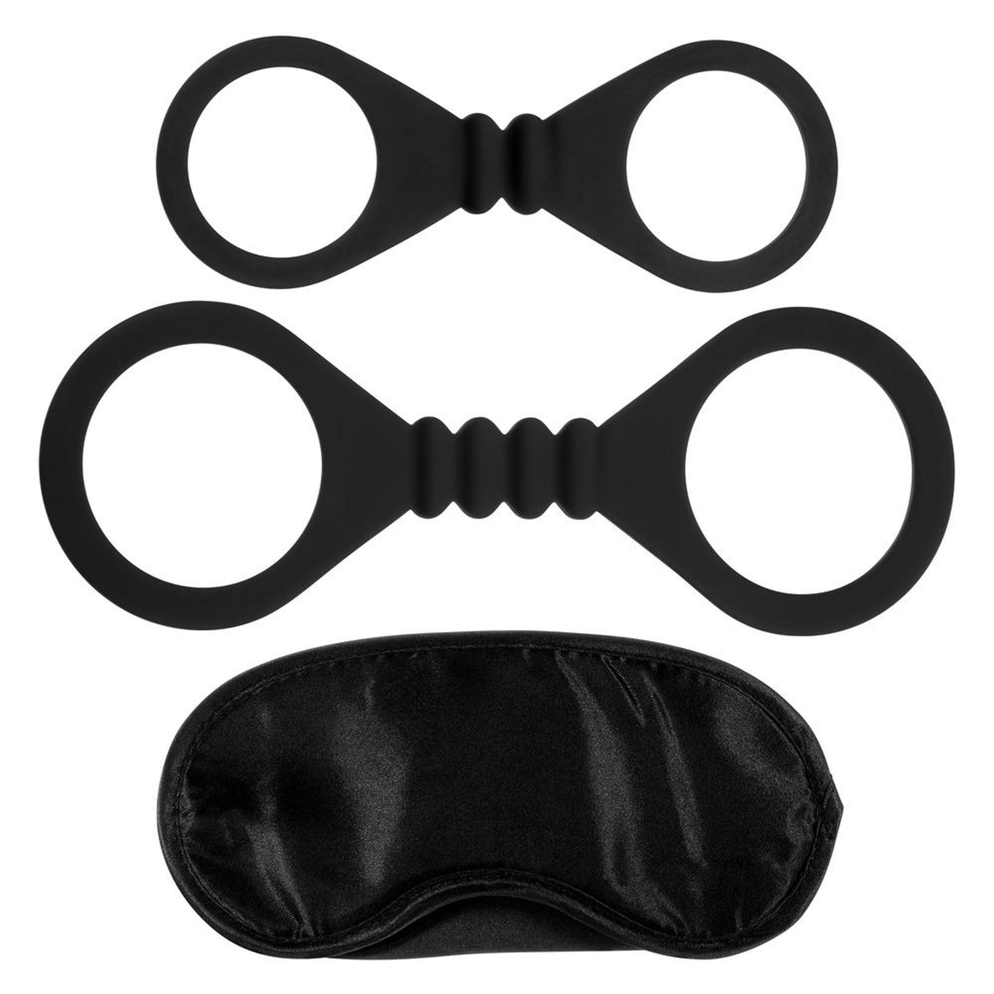 5-00239 Kajdanki- Me You Us Bound To Please Blindfold Wrist And Ankle Cuffs Black - obrazek 1