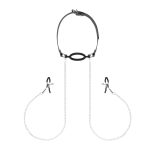 Bedroom Fantasies - Nipple Clamps & Silicone Gag Ring Black - obrazek 3