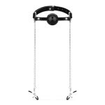 Bedroom Fantasies - Ball Gag with Nipple Clamps Black - obrazek 3