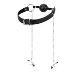 Bedroom Fantasies - Ball Gag with Nipple Clamps Black - obrazek 6