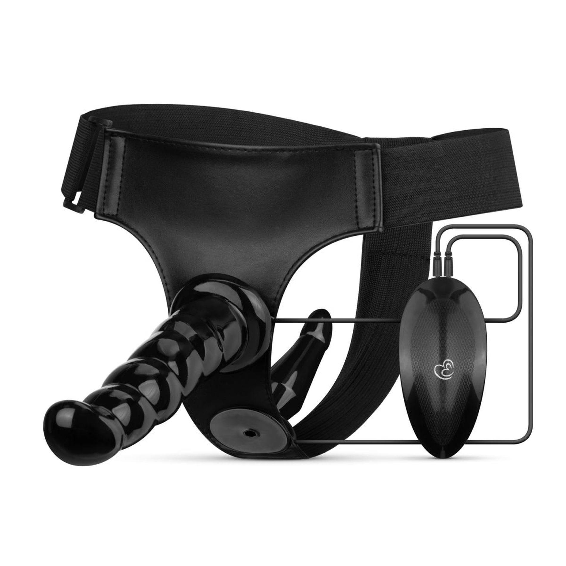 55-ET1026BLK Fetish Collection - Vibrating Strap-On Set - Black - obrazek 1