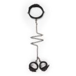 Kajdanki-Leather Collar With Handcuffs - obrazek 4