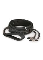 Wiązania-Leather Collar With Nipple Chains - obrazek 2