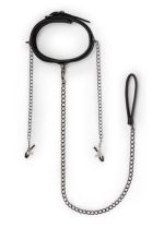 Wiązania-Leather Collar With Nipple Chains - obrazek 3