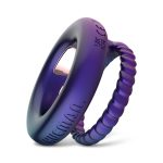 Hueman - Jupiter Vibrating Cock and Ball Ring - Purple - obrazek 5