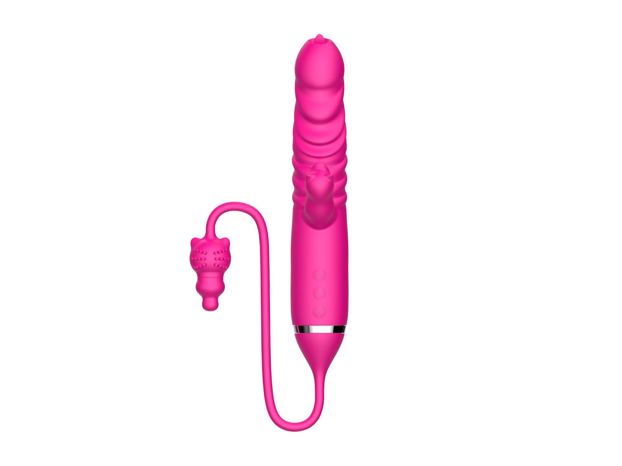 56-1041 Tongue licking Triple Stimulation Thrusting Vibrator - obrazek 1
