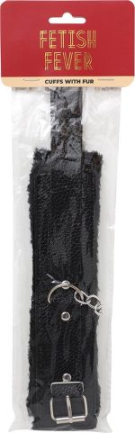 Fetish Fever - Cuffs With Fur - Black - obrazek 2