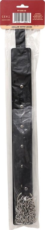 Fetish Fever - Collar with leash - Black - obrazek 3