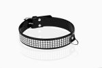 Wiązania-WHIPS lakier, obroża damska z kryształkami, czarna, 3cm - obrazek 2