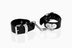 Kajdanki-WHIPS lakier, kajdanki damskie na ręce, czarne, gładkie - obrazek 2