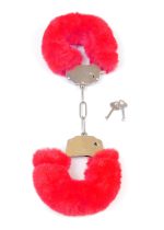 Kajdanki Fetish B - Series- Furry Cuffs Red - obrazek 2