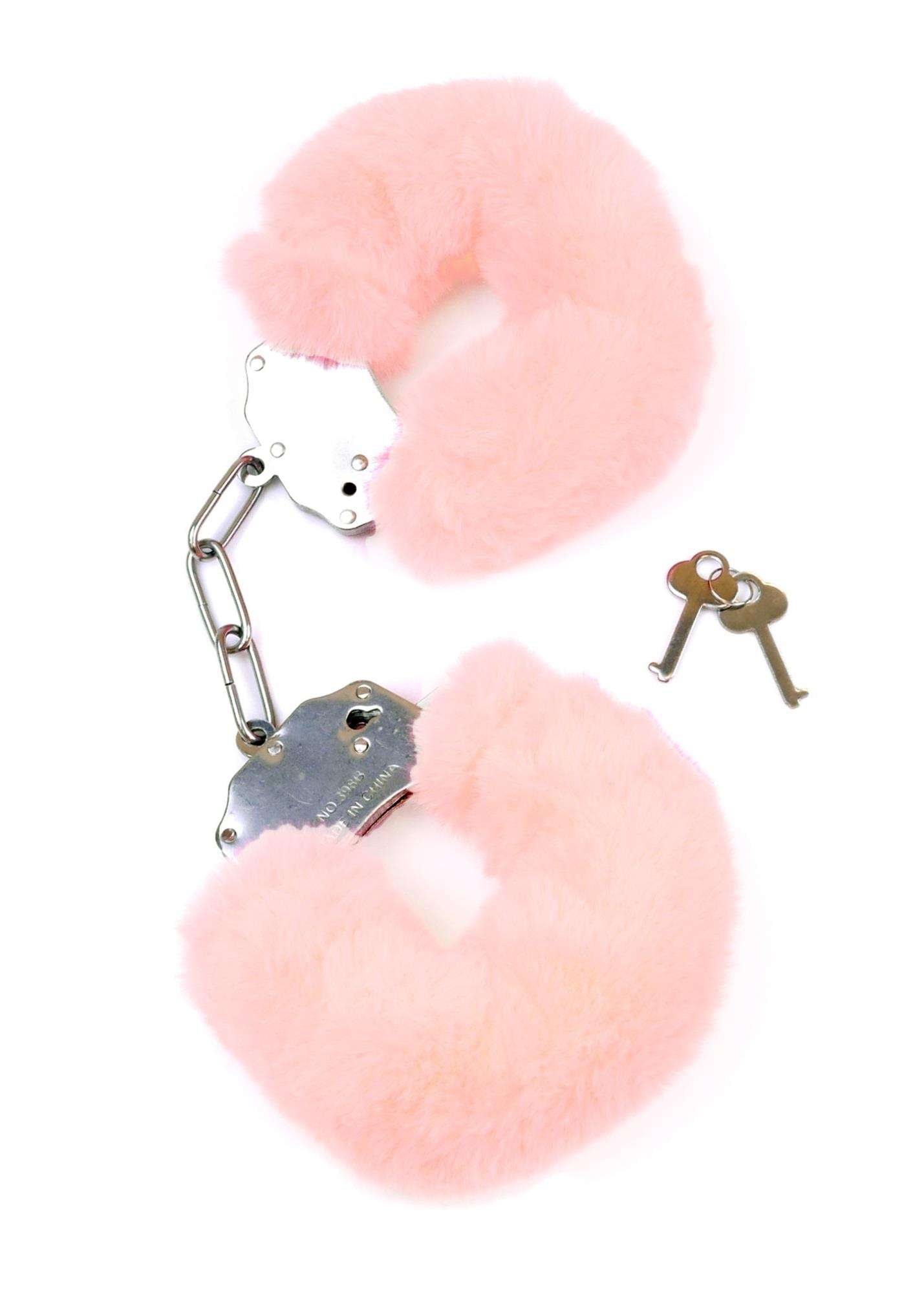 61-00004 Kajdanki Fetish B - Series- Furry Cuffs Light Pink - obrazek 1