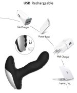 Wibrator-Silicone Massager USB 7 Function + Pulsator / Heating BLACK - obrazek 6