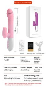 Wibrator-Silicone Vibrator USB 7 Function and Thrusting Function / Heating, pink - obrazek 17