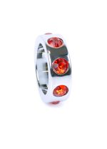 Pierścień-Metal Cock Ring with Red Diamonds Small - obrazek 3