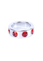 Pierścień-Metal Cock Ring with Red Diamonds Small - obrazek 4