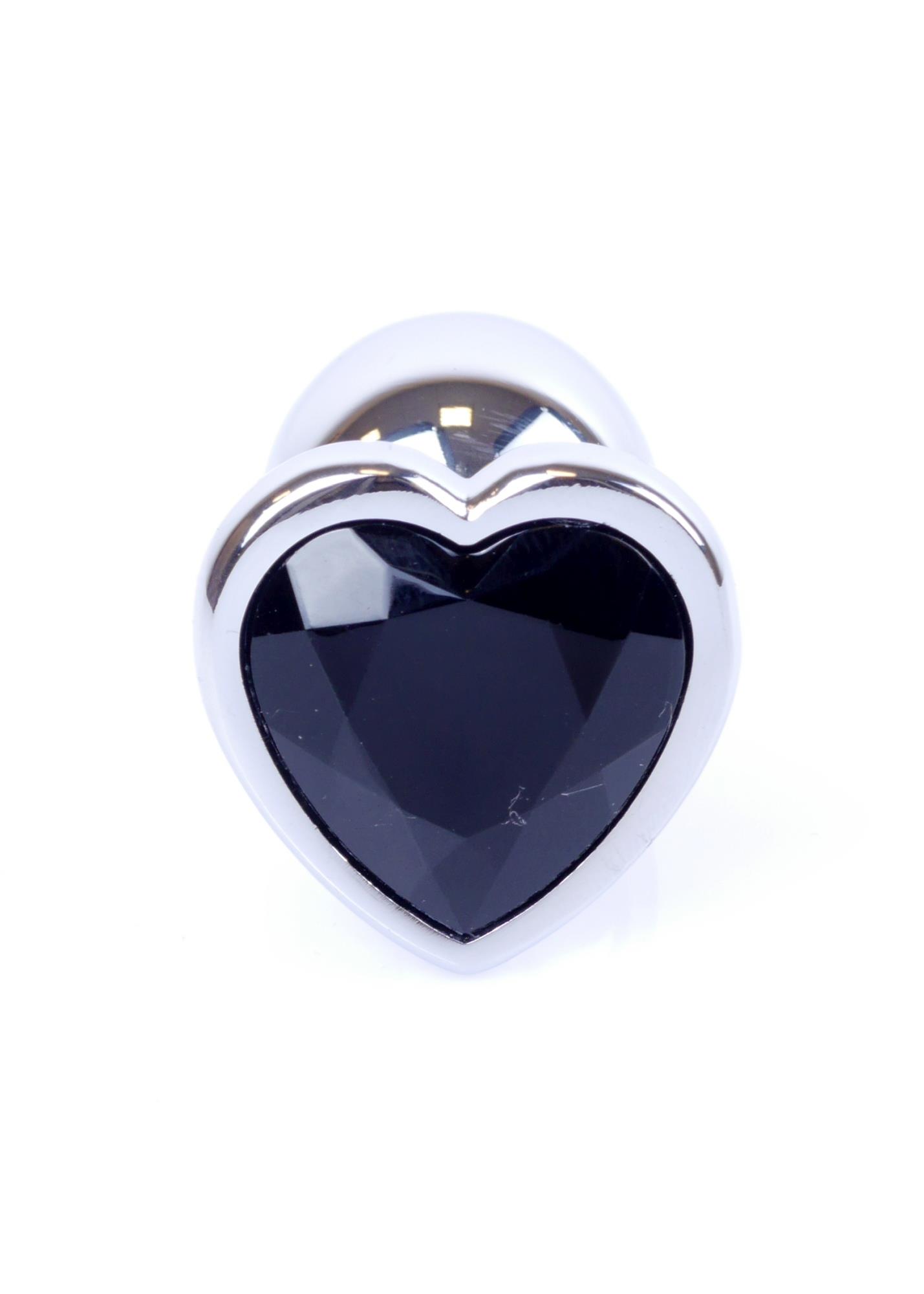 64-00047_1 Plug-Jewellery Silver Heart PLUG- Black - obrazek 1