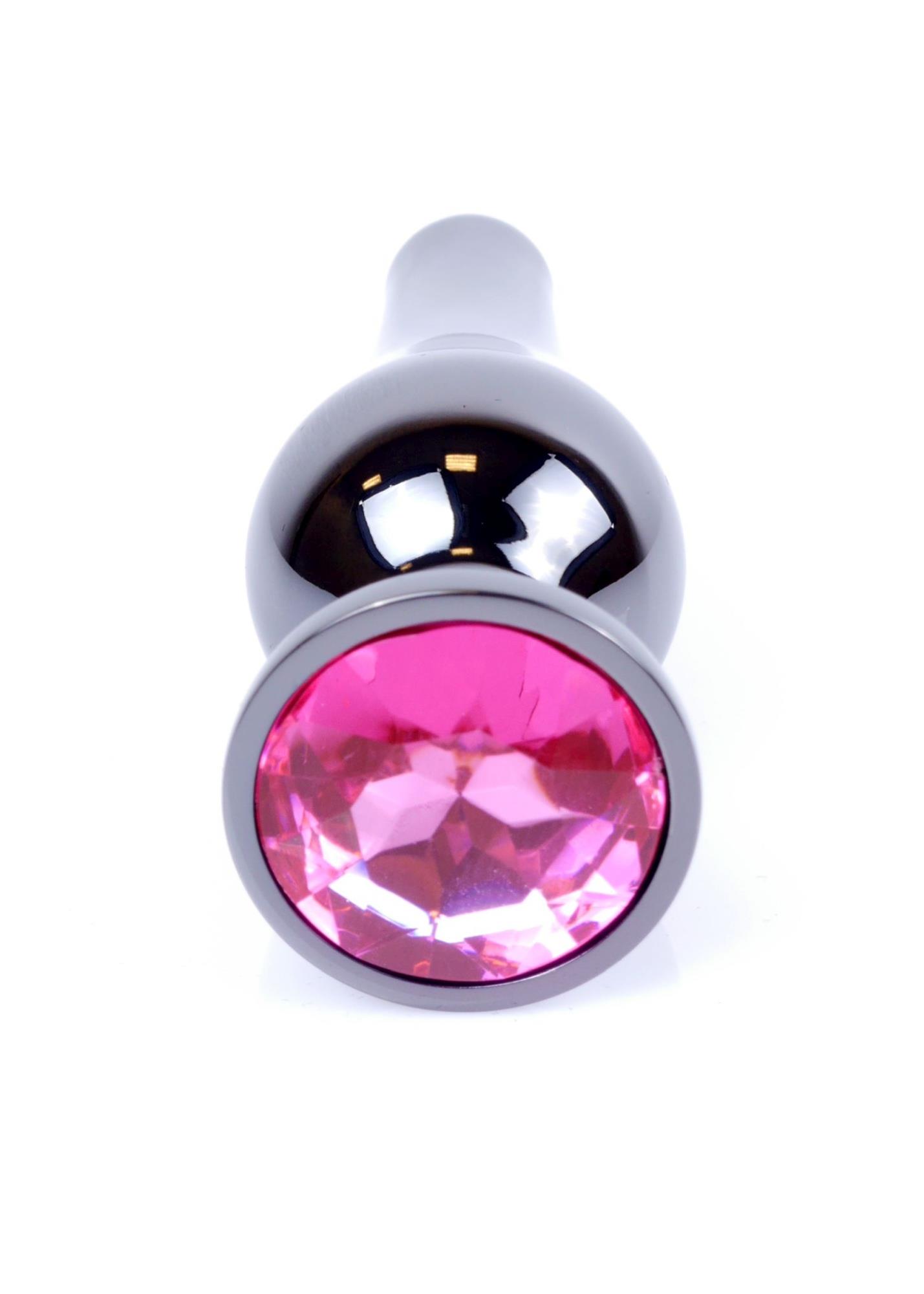 64-00053_1 Plug-Jewellery Dark Silver BUTT PLUG- Pink - obrazek 1