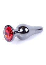 Plug-Jewellery Dark Silver BUTT PLUG- Red - obrazek 7