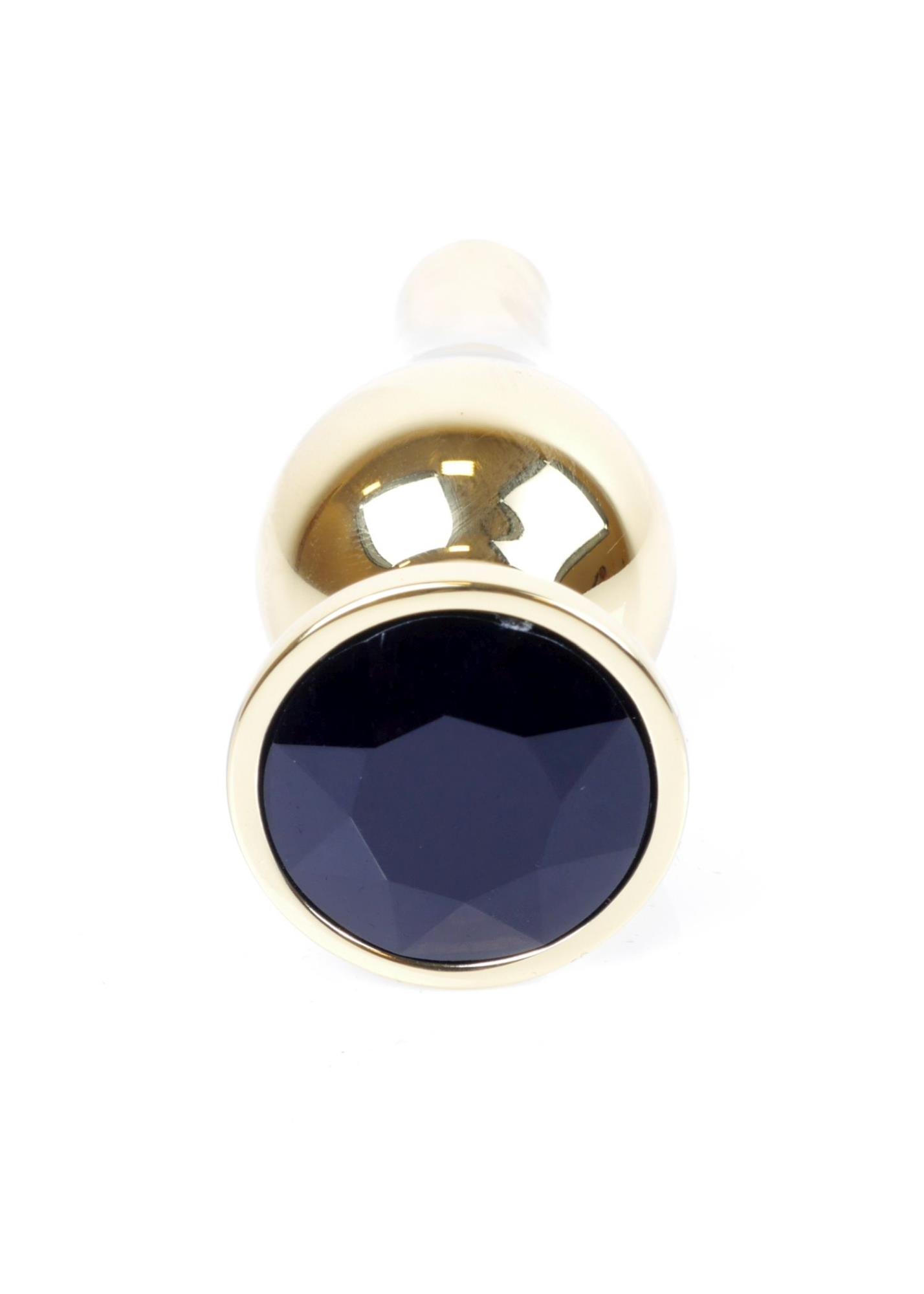 64-00065_1 Plug-Jewellery Gold BUTT PLUG- Black - obrazek 1
