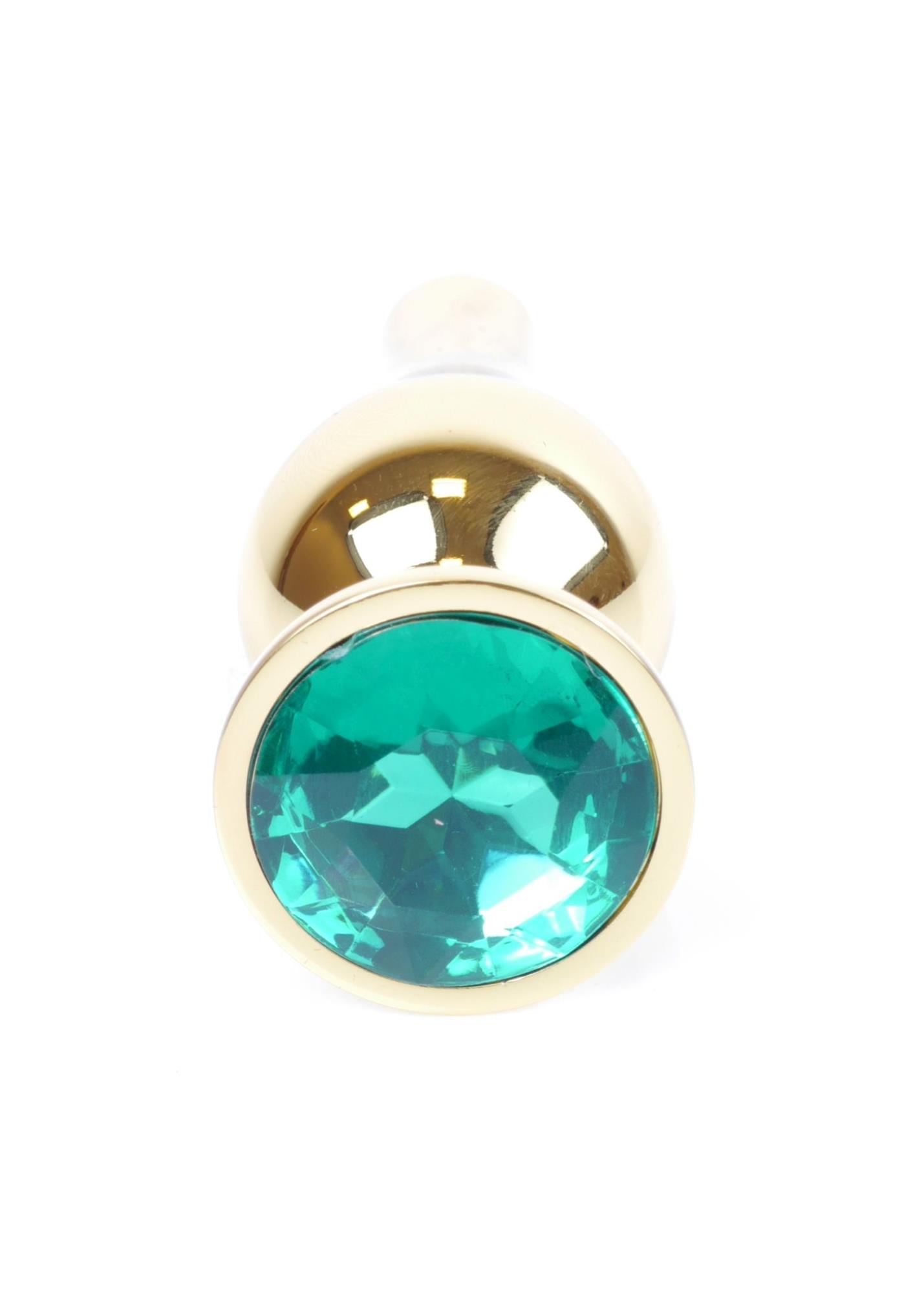 64-00069_1 Plug-Jewellery Gold BUTT PLUG- Green - obrazek 1
