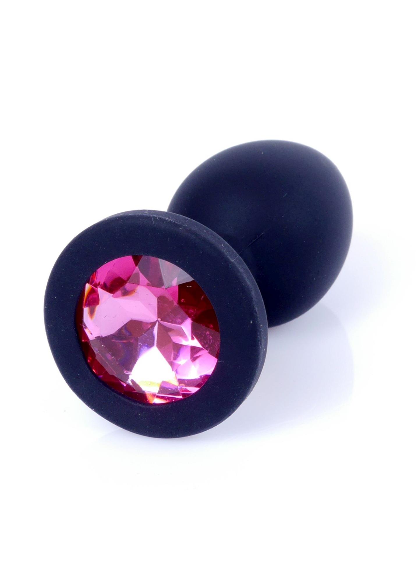 64-00083_1 Plug-Jewellery Black Silicon PLUG Small- Pink Diamond - obrazek 1