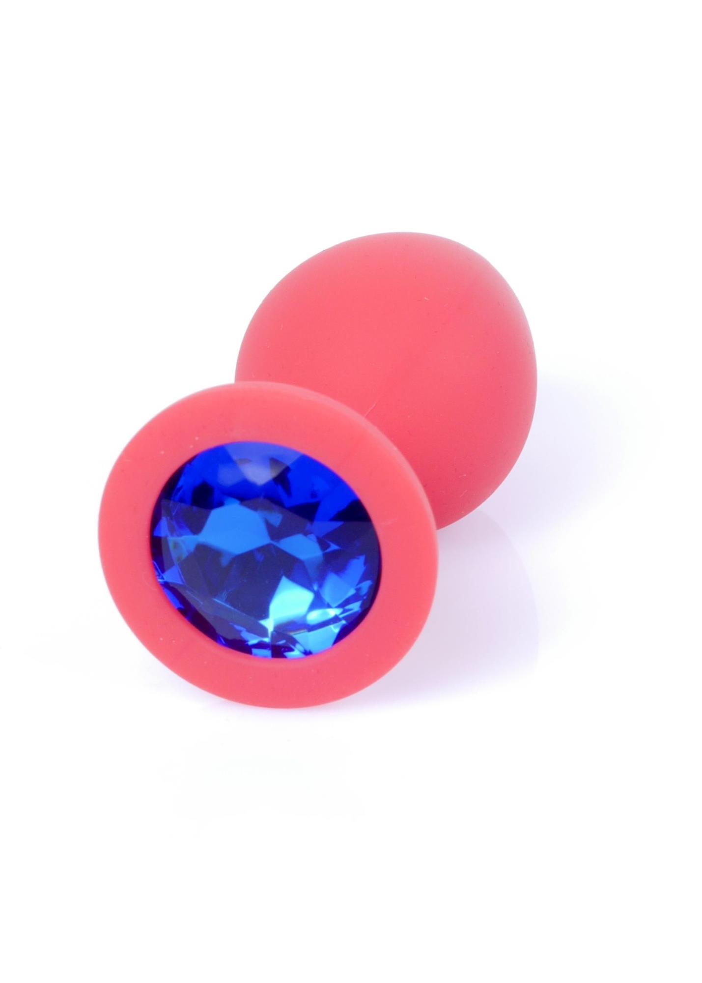 64-00084_1 Plug-Jewellery Red Silicon PLUG Medium- Blue Diamond - obrazek 1