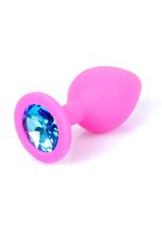 Plug-Jewellery Pink Silicon PLUG Medium- Light Blue Diamond - obrazek 7