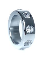 Pierścień-Metal Cock Ring with Cristal Diamonds Small - obrazek 3