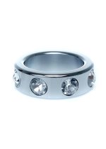 Pierścień-Metal Cock Ring with Cristal Diamonds Small - obrazek 4