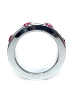 Pierścień-Metal Cock Ring with Pink Diamonds Medium - obrazek 2