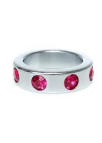 Pierścień-Metal Cock Ring with Pink Diamonds Medium - obrazek 4