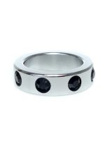 Pierścień-Metal Cock Ring with Black Diamonds Medium - obrazek 4