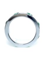 Pierścień-Metal Cock Ring with Green Diamonds Large - obrazek 2