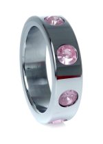 Pierścień-Metal Cock Ring with Rose Diamonds Large - obrazek 3