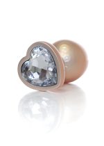 Plug-Jewellery Pearl Gold Heart PLUG- Clear L - obrazek 4