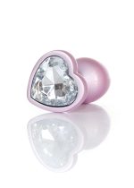 Plug-Jewellery Pearl Pink Heart PLUG- Clear S - obrazek 3