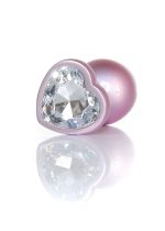Plug-Jewellery Pearl Pink Heart PLUG- Clear L - obrazek 3