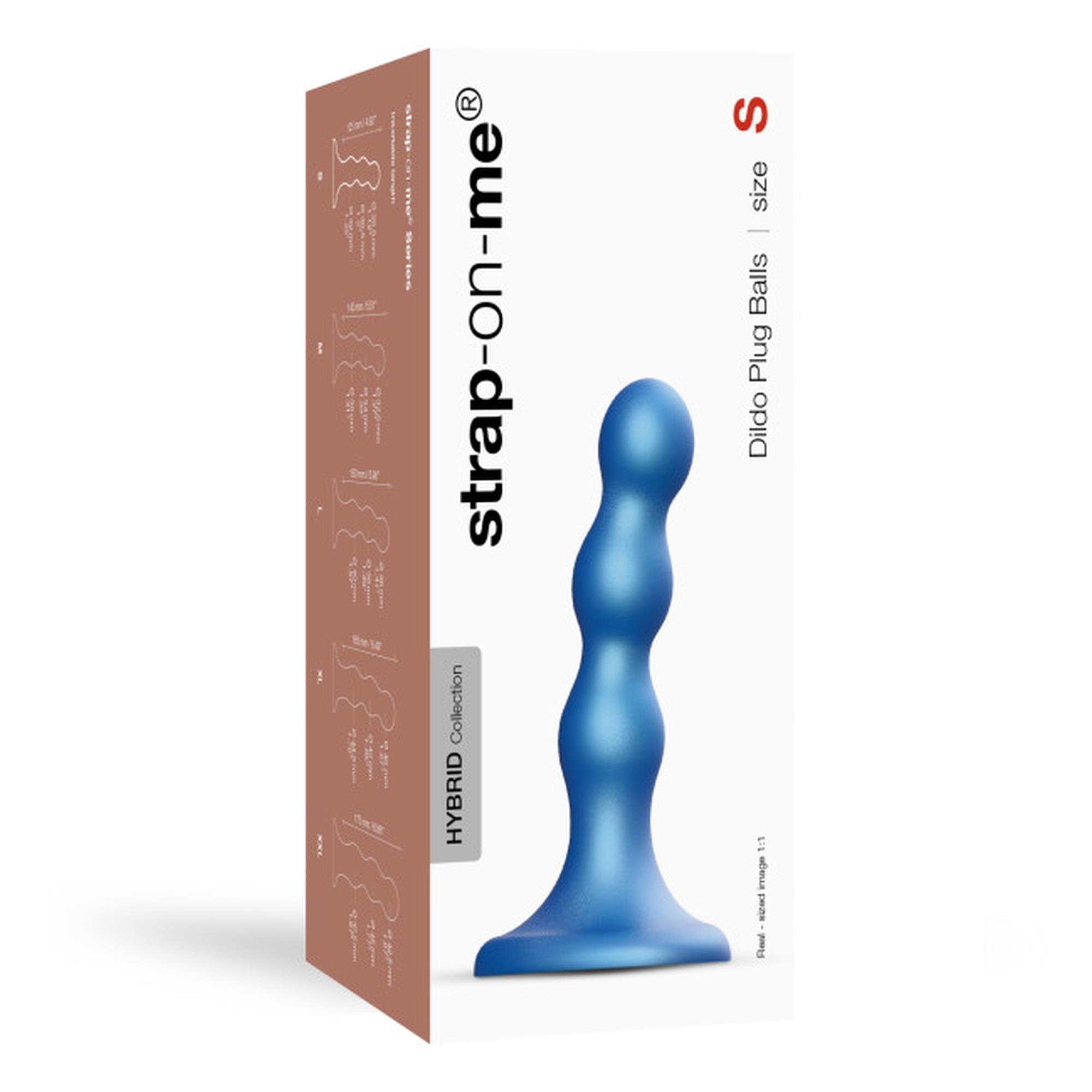 80-6016473 DILDO PLUG BALLS METALLIC BLUE - S - obrazek 1