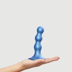 DILDO PLUG BALLS METALLIC BLUE - S - obrazek 2