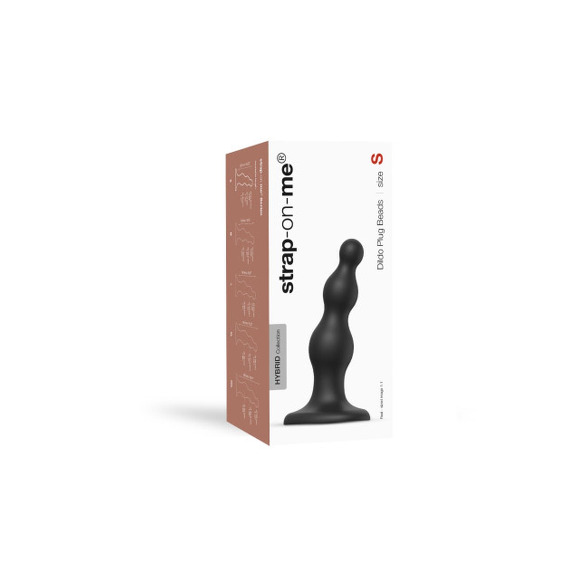 80-6016527 DILDO PLUG BEADS BLACK - S - obrazek 1