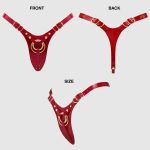 LEATHERETTE HARNESS FABULOUS - ONE SIZE - RED GLOSSY - obrazek 6