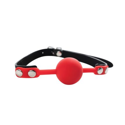 Red silicone ball gag with adjustable straps