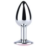Silver Small Butt Plug with Pink Diamond - obrazek 2