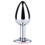 Silver Medium Butt Plug with White Diamond - obrazek 2