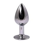Silver Large Butt Plug with Red Diamond - obrazek 2